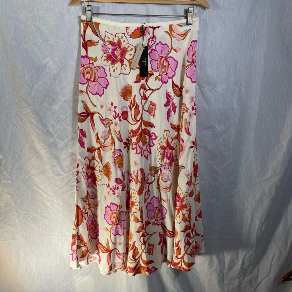 Tahari NWT Bold Breezy Floral Maxi Skirt - Pink and Orange